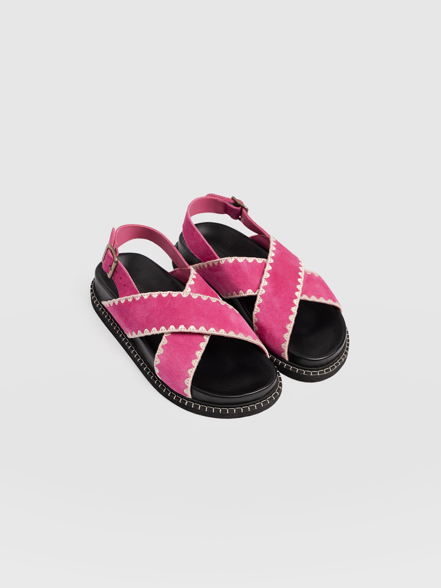 Bonnie Cross Over Sandals - Pink Suede - Women's Shoes | Saint + Sofia® USA