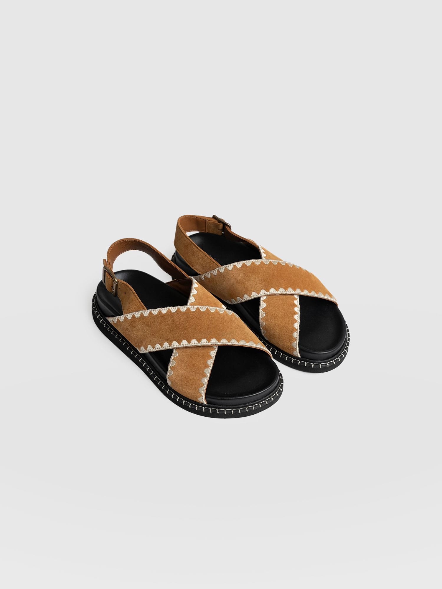 Bonnie Cross Over Sandals - Tan - Women's Shoes | Saint + Sofia® USA