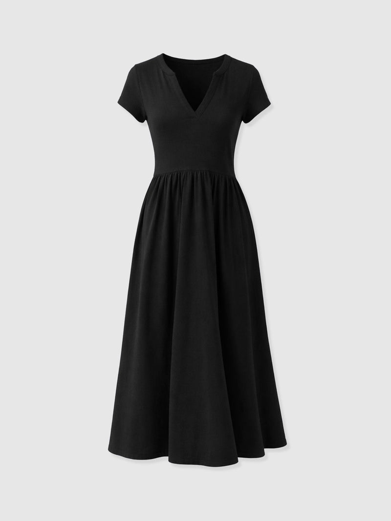 Bonnie V Neck Dress - Black - Women's Dresses | Saint and Sofia® USA