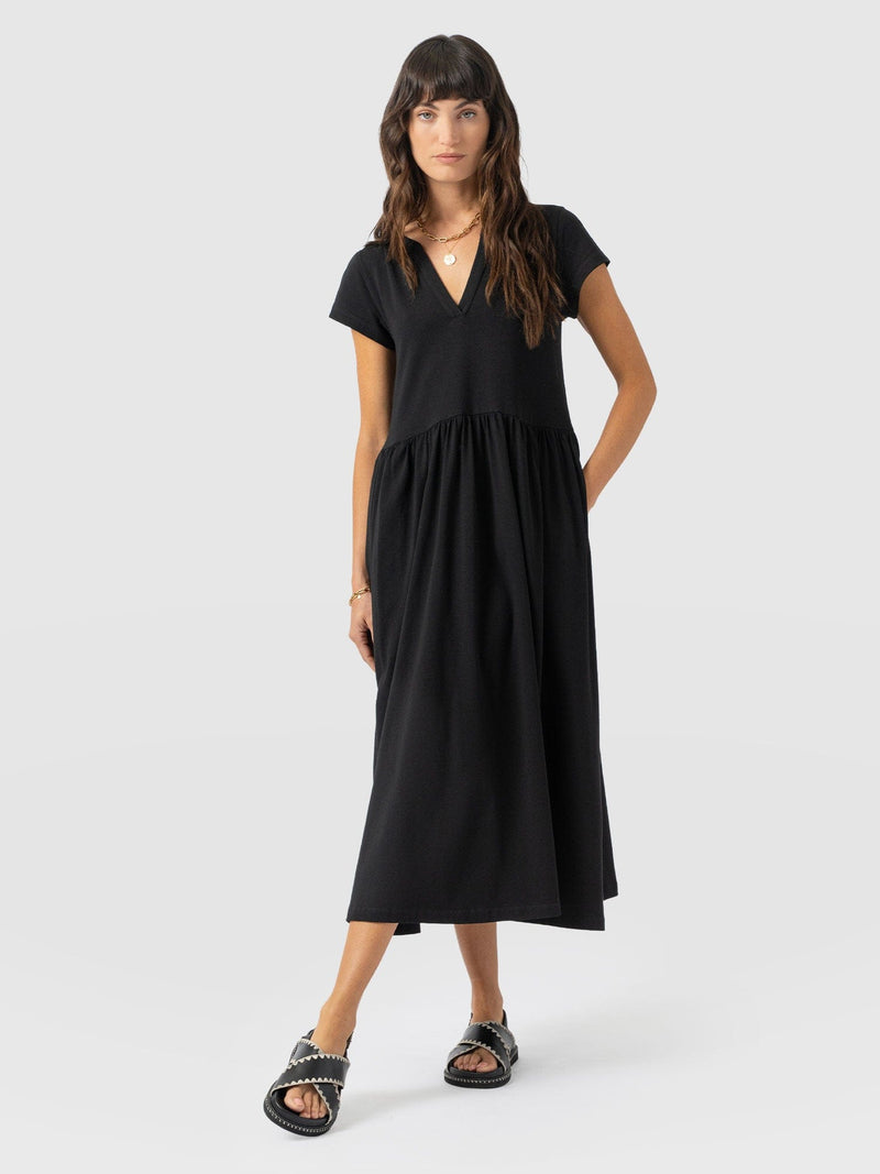 Bonnie V Neck Dress - Black - Women's Dresses | Saint and Sofia® USA