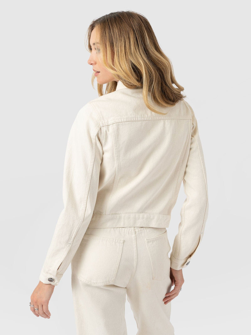 Bowie Denim Jacket - Cream - Women's Jackets | Saint + Sofia® USA