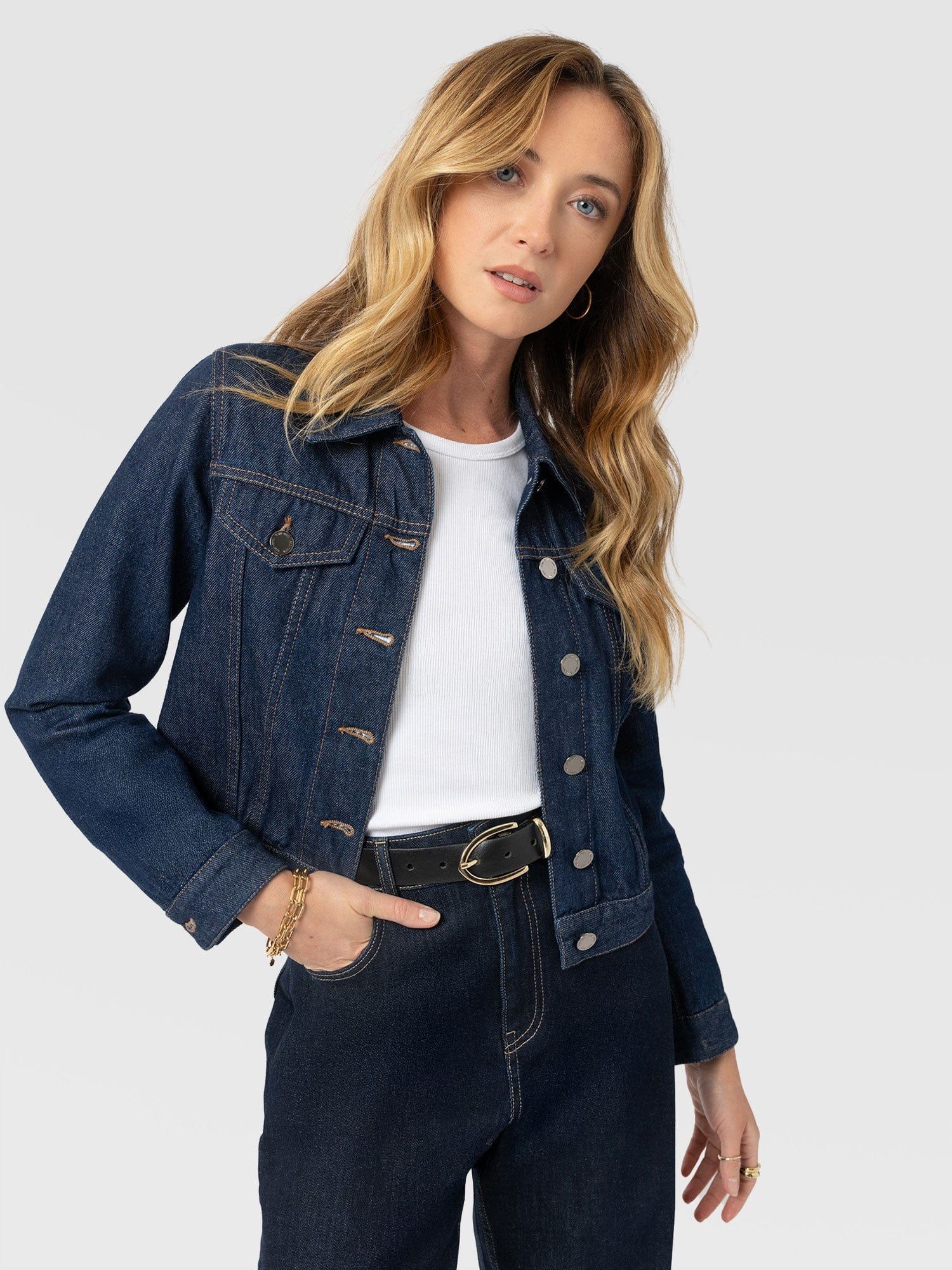 Bowie Denim Jacket - Indigo Blue - Women's Jackets | Saint + Sofia® USA