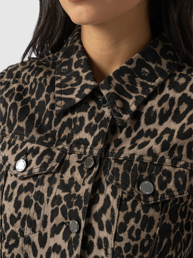 Bowie Denim Jacket - Leopard - Women's Jackets | Saint + Sofia® USA