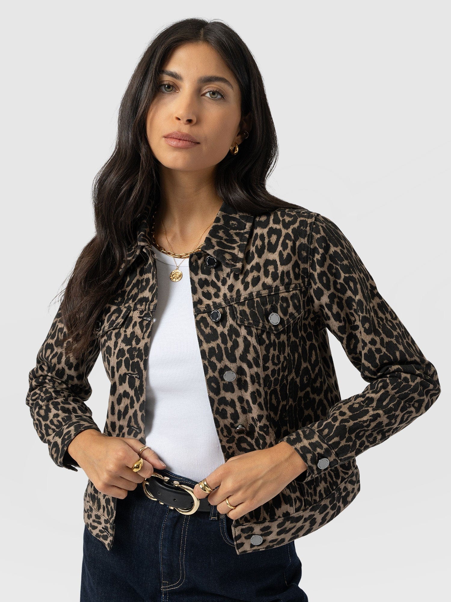 Bowie Denim Jacket - Leopard - Women's Jackets | Saint + Sofia® USA