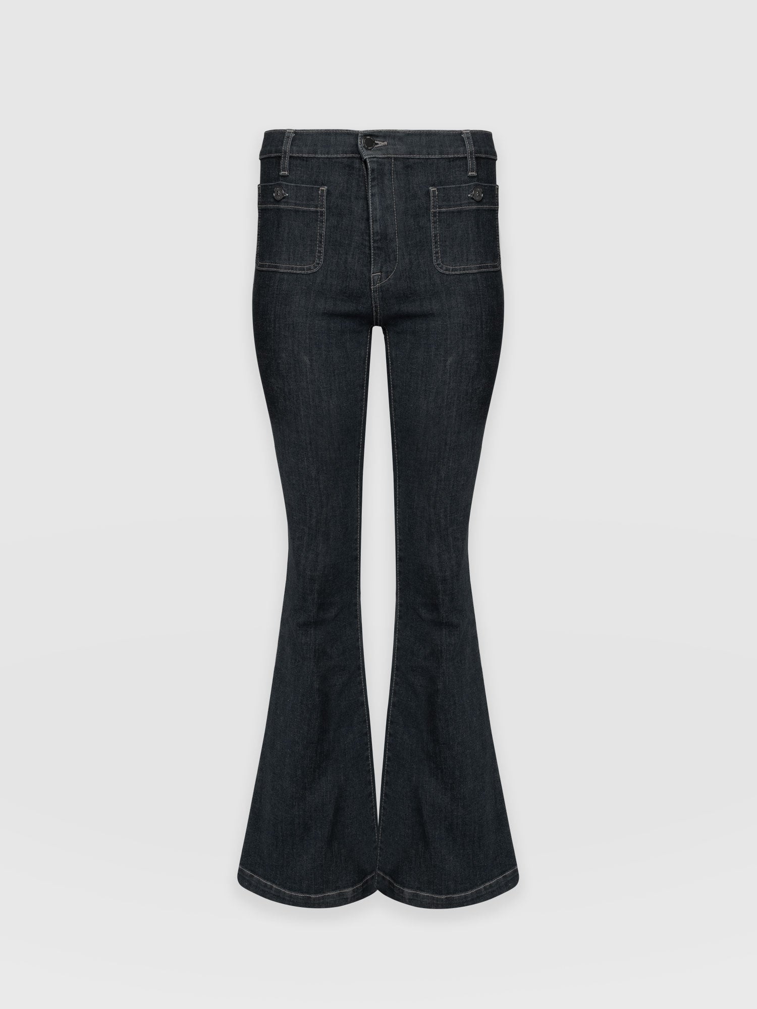 Bowie Stretch Flare Jeans Black Wash - Women's Jeans | Saint + Sofia® USA