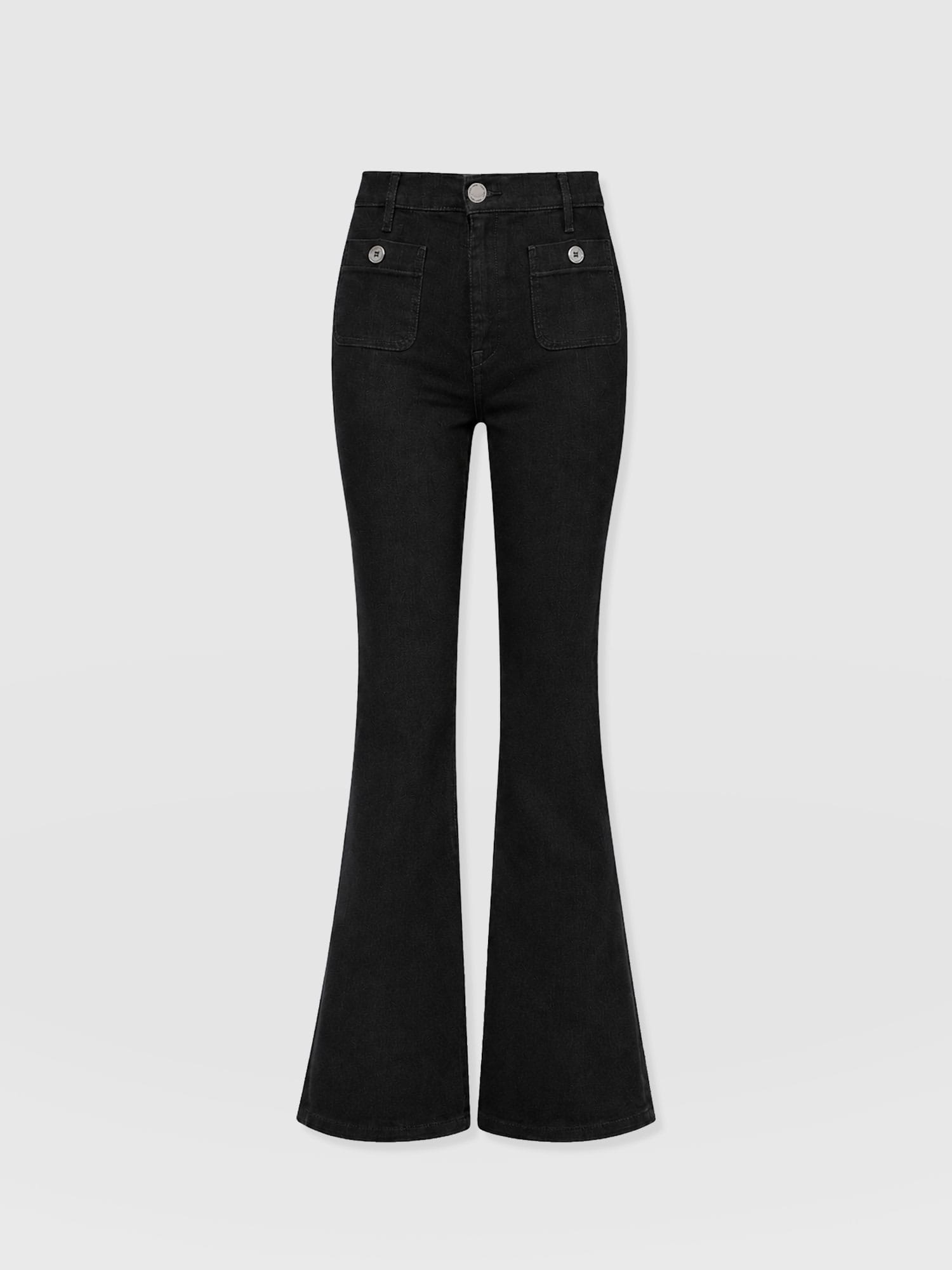 Bowie Stretch Flare Jeans Jet Black - Women's Jeans | Saint and Sofia® USA