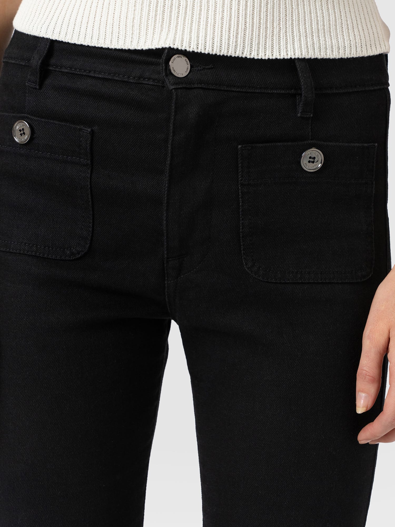 Bowie Stretch Flare Jeans Jet Black - Women's Jeans | Saint and Sofia® USA