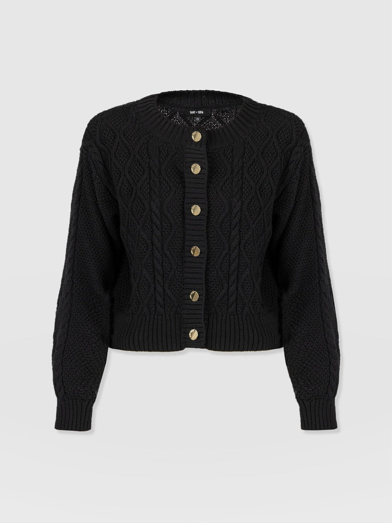 Bronte Cable Cardigan Black - Women's Cardigans | Saint + Sofia® USA