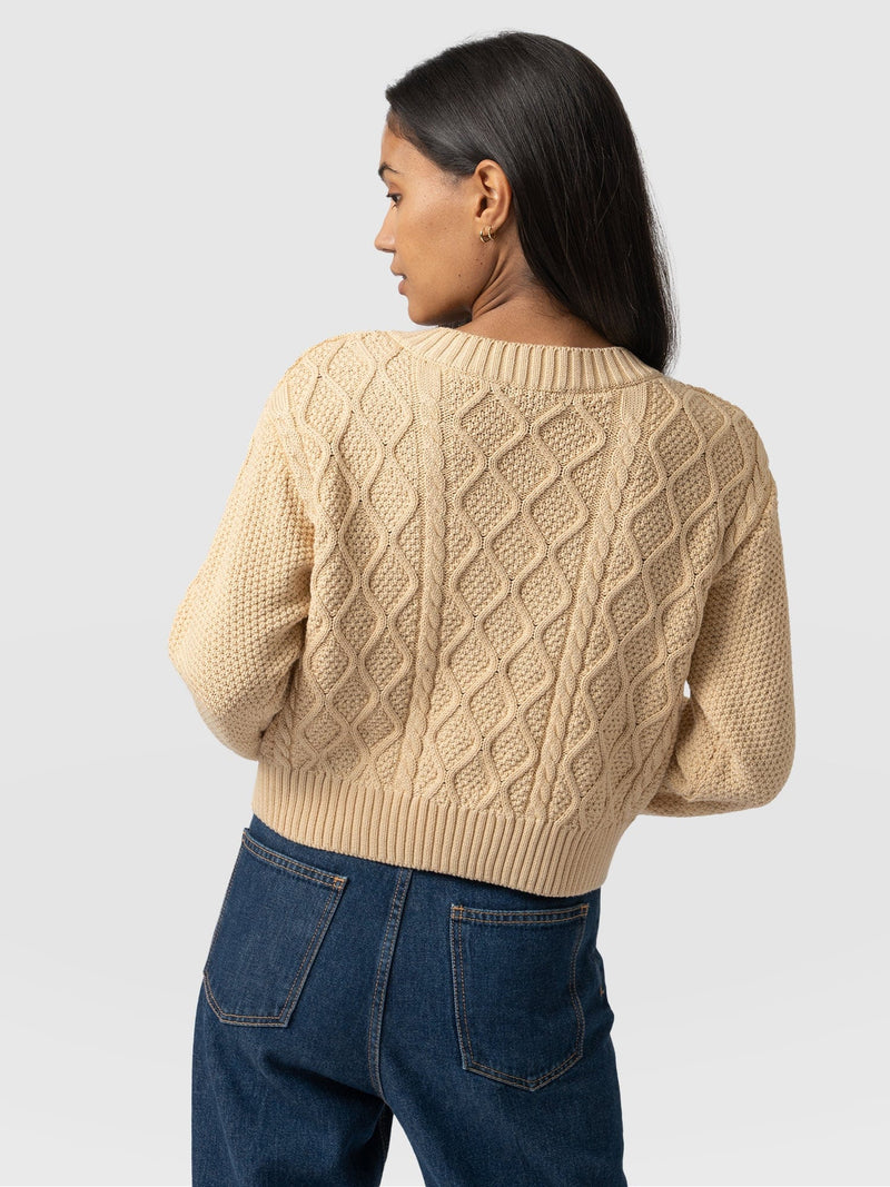 Bronte Cable Cardigan Yellow - Women's Cardigans | Saint + Sofia® USA