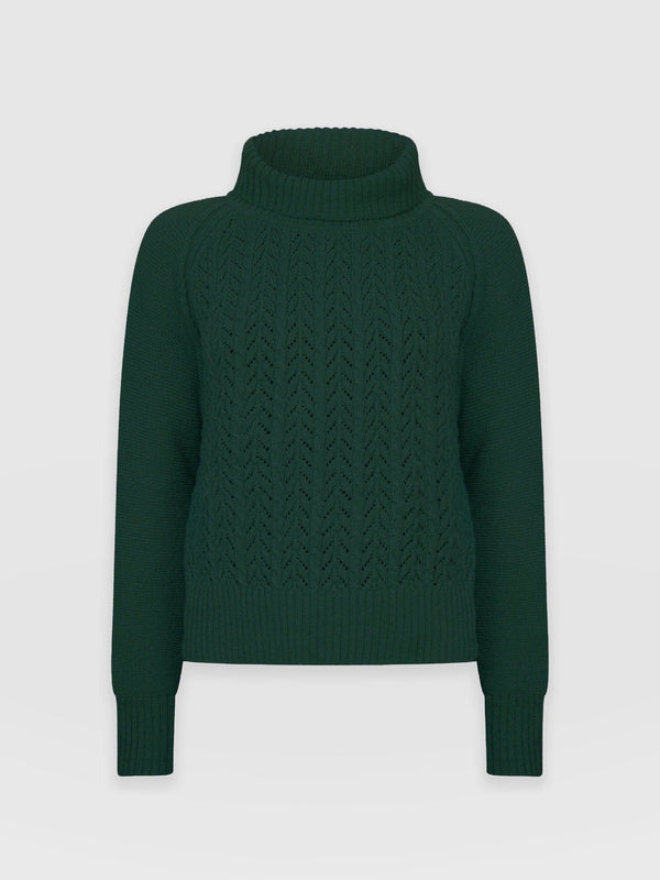Brook Cable Knit Sweater Green - Women's Sweaters | Saint + Sofia® USA