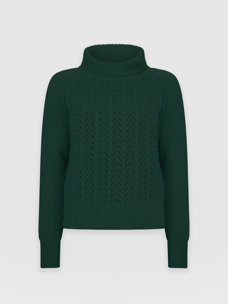 Brook Cable Knit Sweater Green - Women's Sweaters | Saint + Sofia® USA