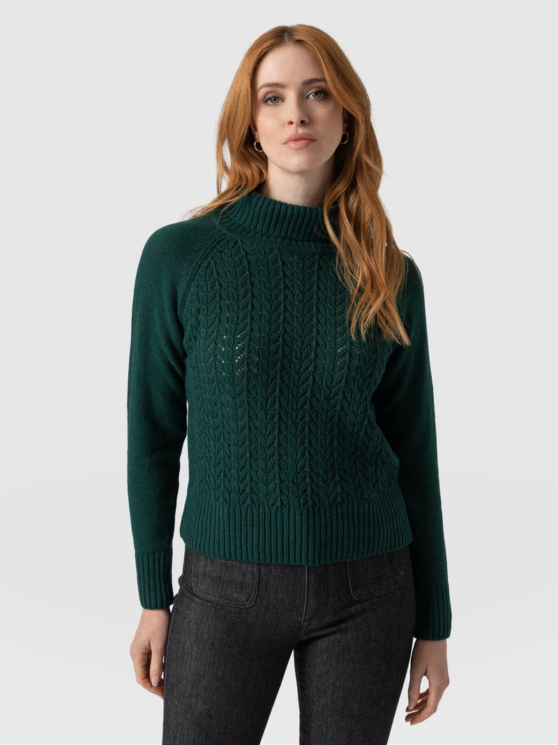 Brook Cable Knit Sweater Green - Women's Sweaters | Saint + Sofia® USA