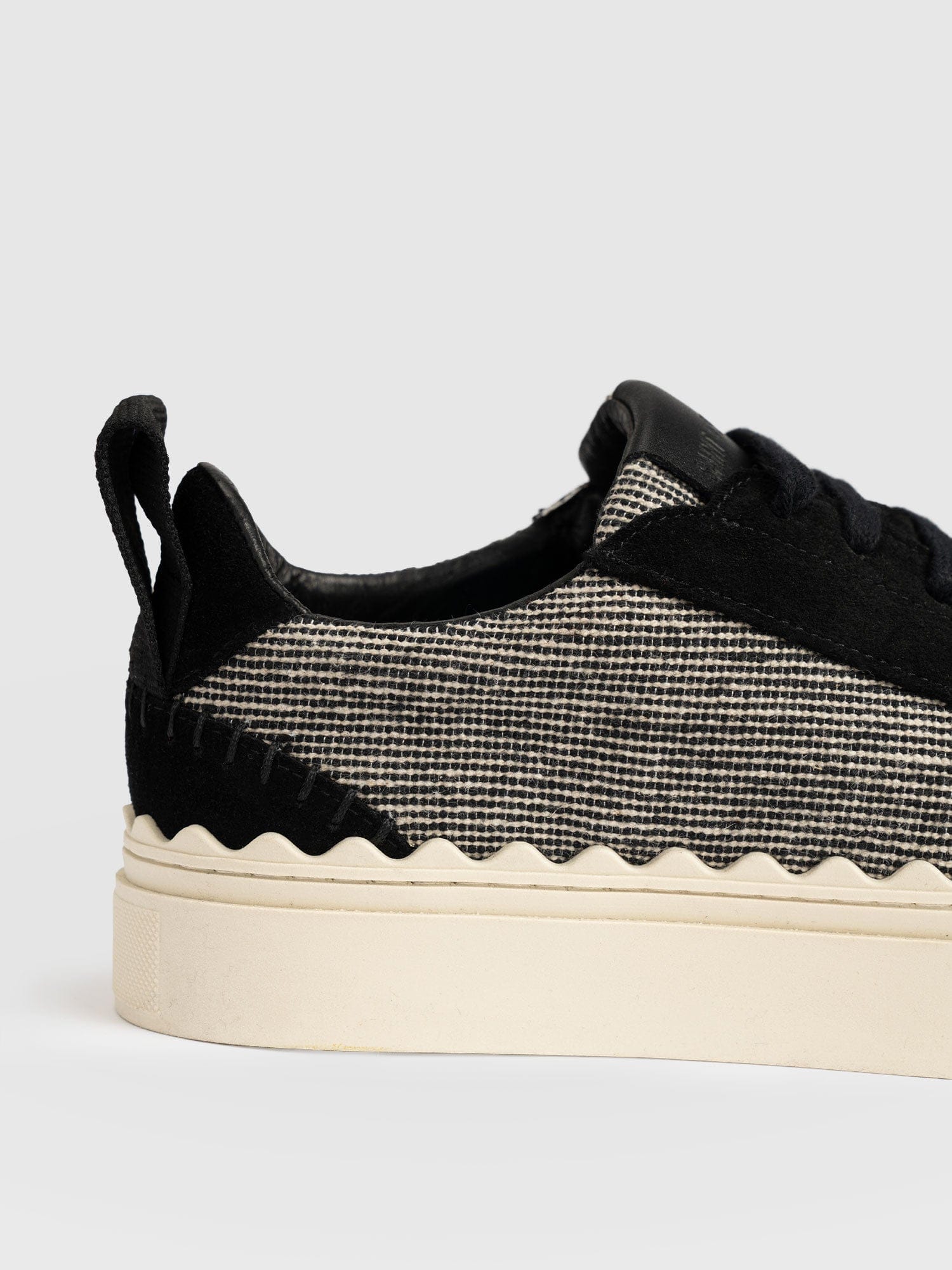 Brook Scallop Sneaker - Black Linen - Women's Shoes | Saint + Sofia® USA