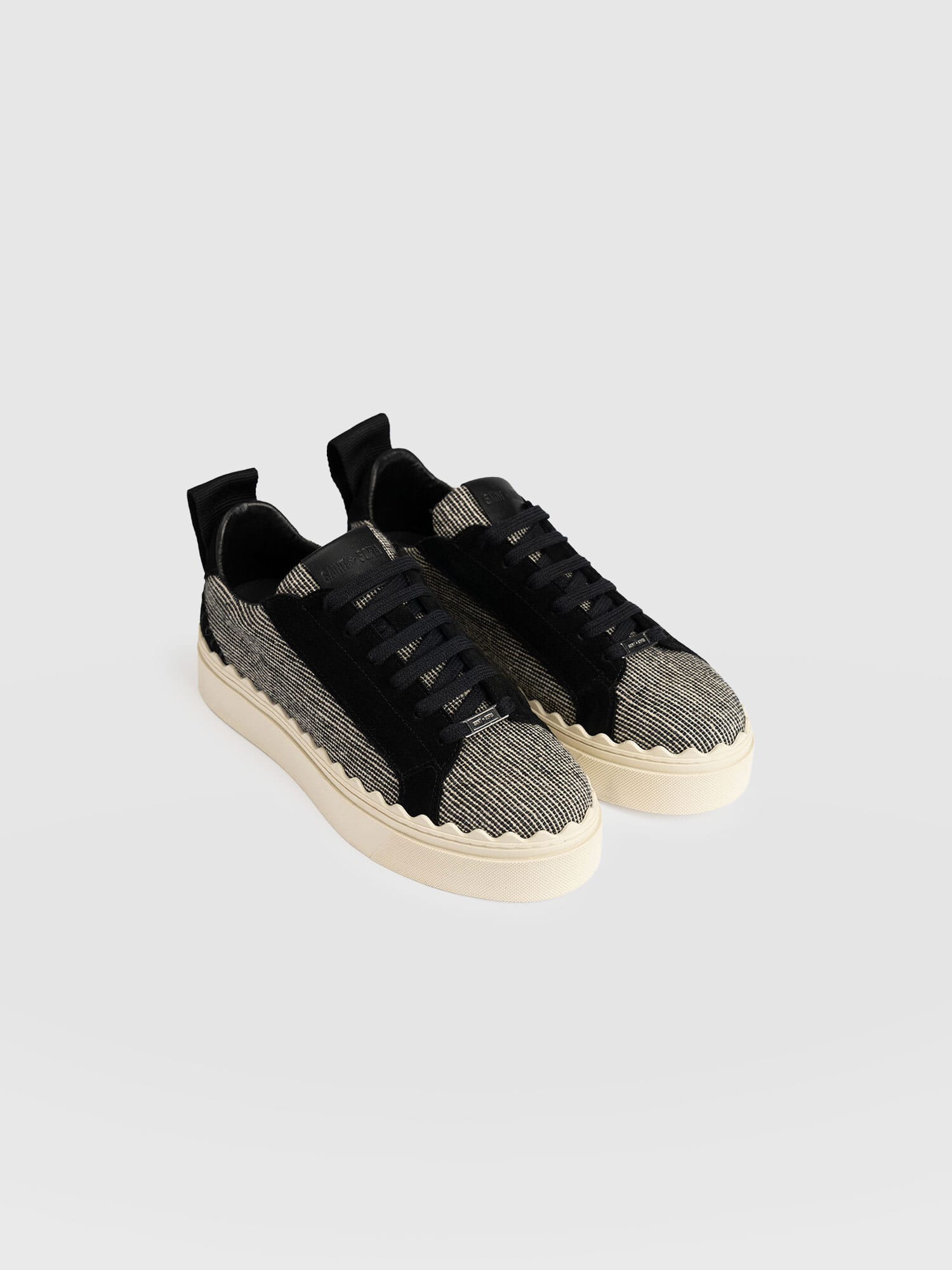 Brook Scallop Sneaker - Black Linen - Women's Shoes | Saint + Sofia® USA