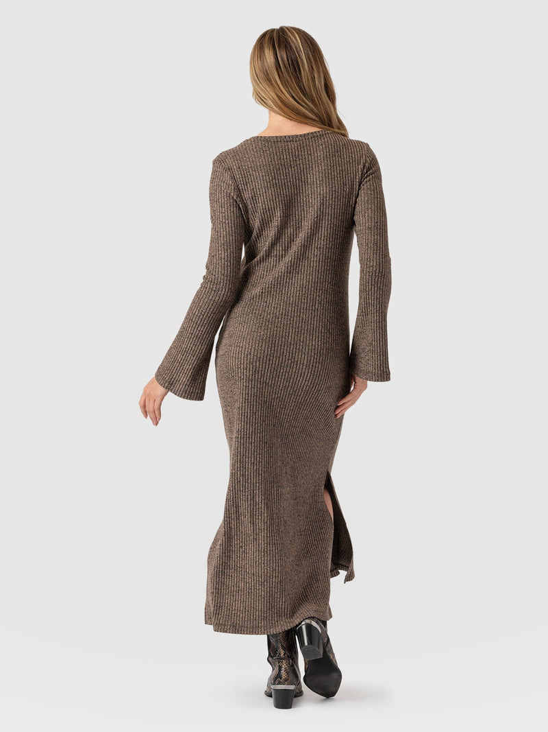 Callie Fluted Midi Dress Beige - Women's Dresses | Saint + Sofia® US
