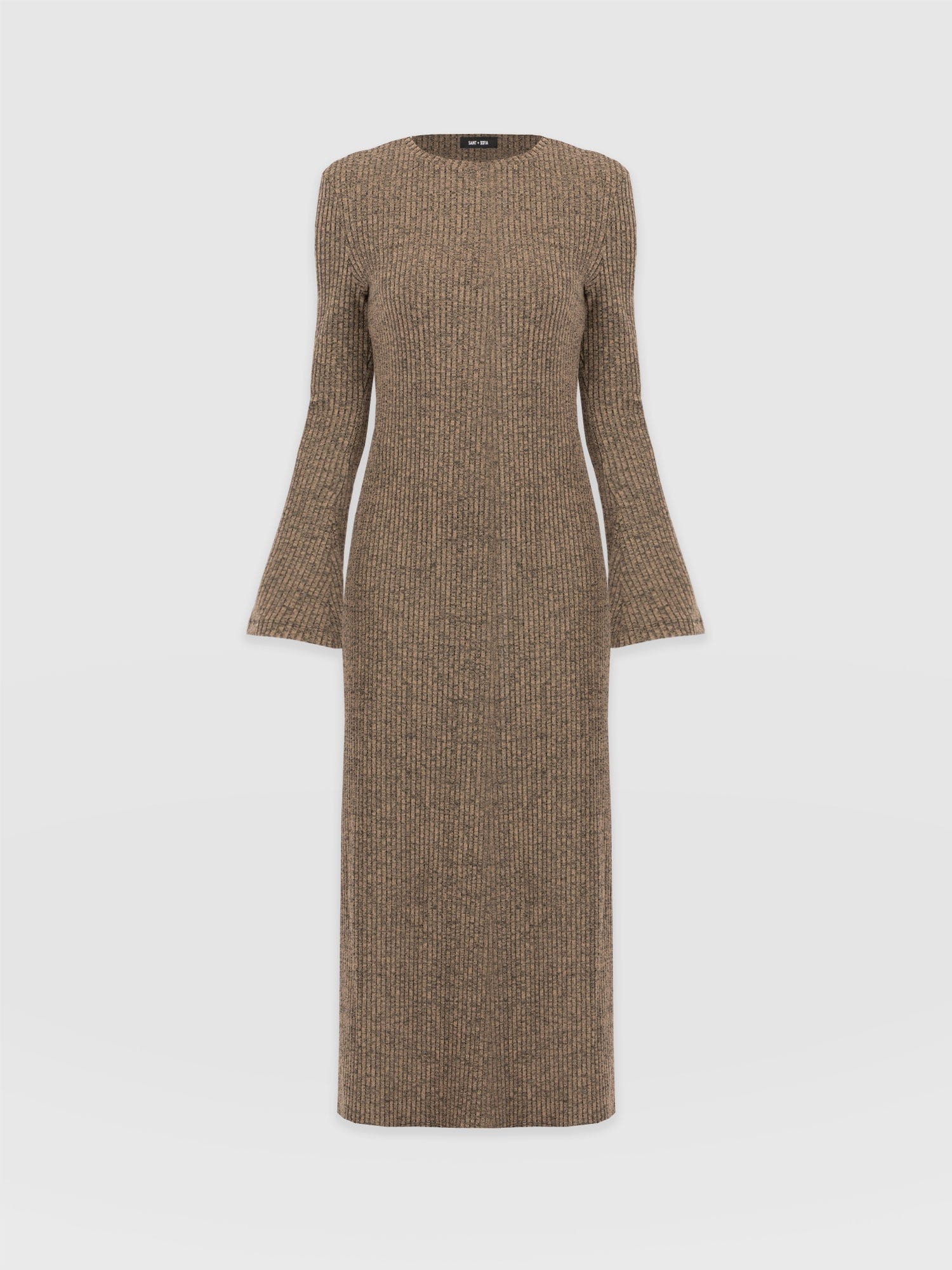 Callie Fluted Midi Dress Beige - Women's Dresses | Saint + Sofia® US