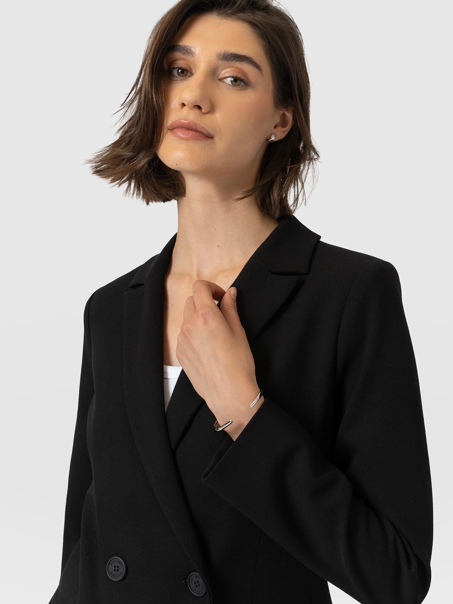 Cambridge Blazer Black Crepe - Women's Blazers | Saint and Sofia® USA
