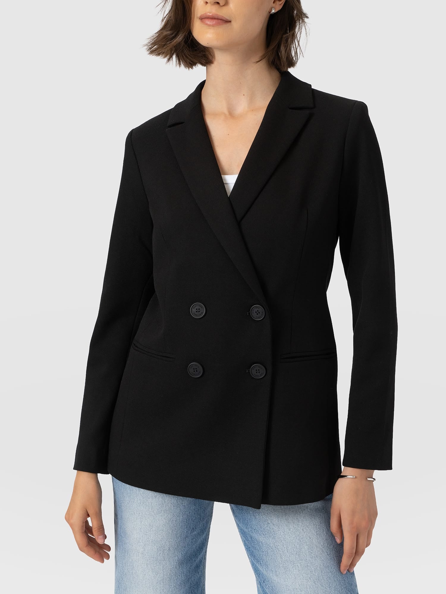 Cambridge Blazer Black Crepe - Women's Blazers | Saint and Sofia® USA