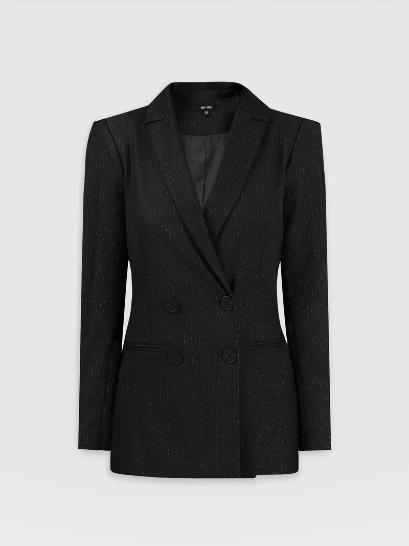 Cambridge Blazer Black Pinstripe - Women's Blazers | Saint + Sofia® USA