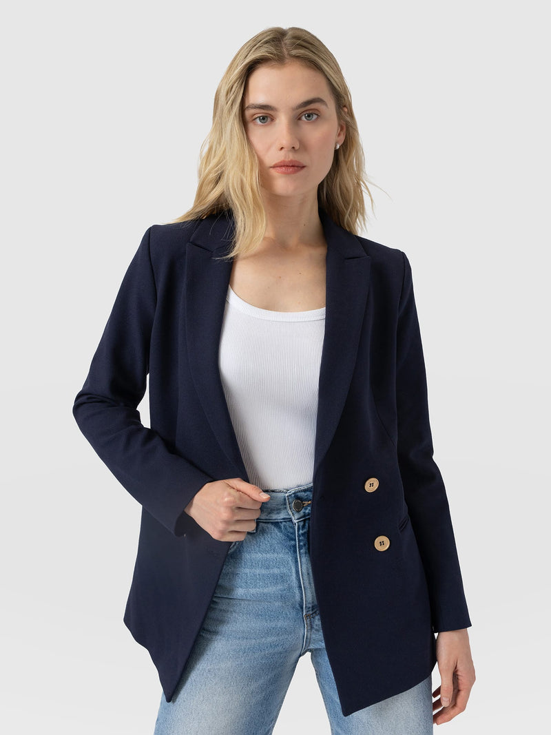 Cambridge Blazer Navy Crepe - Women's Blazers | Saint and Sofia® USA