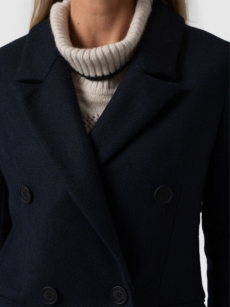 Cambridge Coat Navy Chevron - Women's Coats | Saint + Sofia® USA