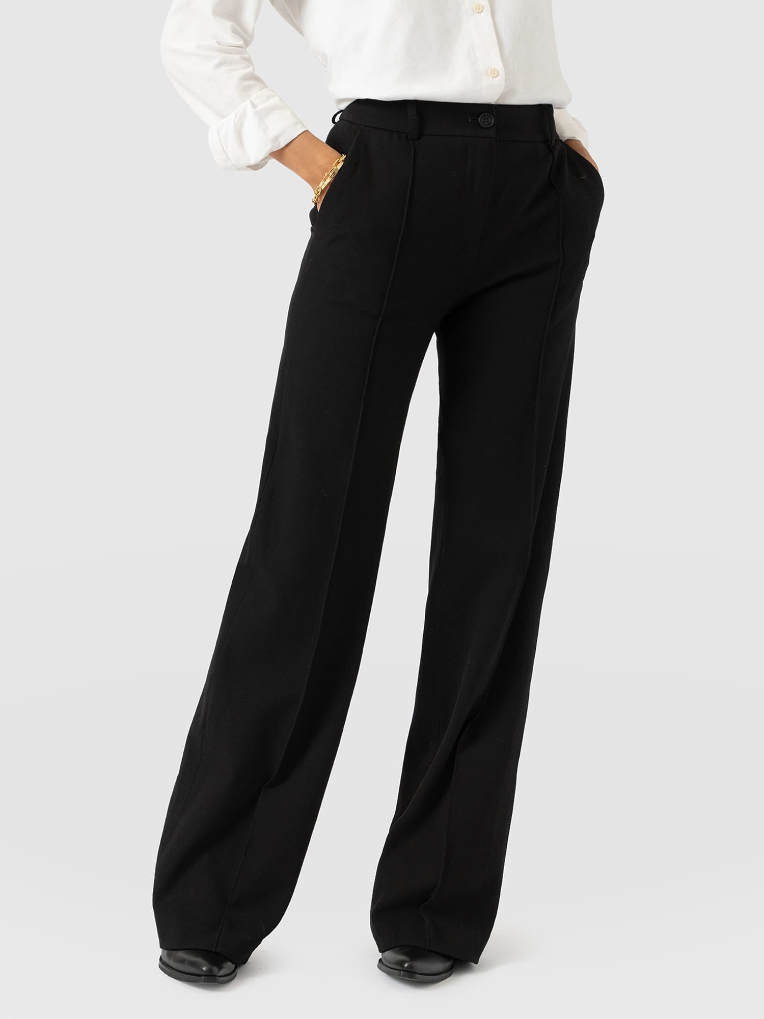 Cambridge Tailored Wide Leg Pant Black - Women's Pants | Saint and Sofia® USA