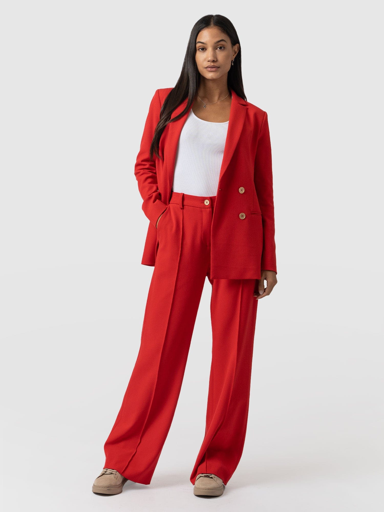 Cambridge Tailored Wide Leg Pant Red Women's Pants Saint + Sofia