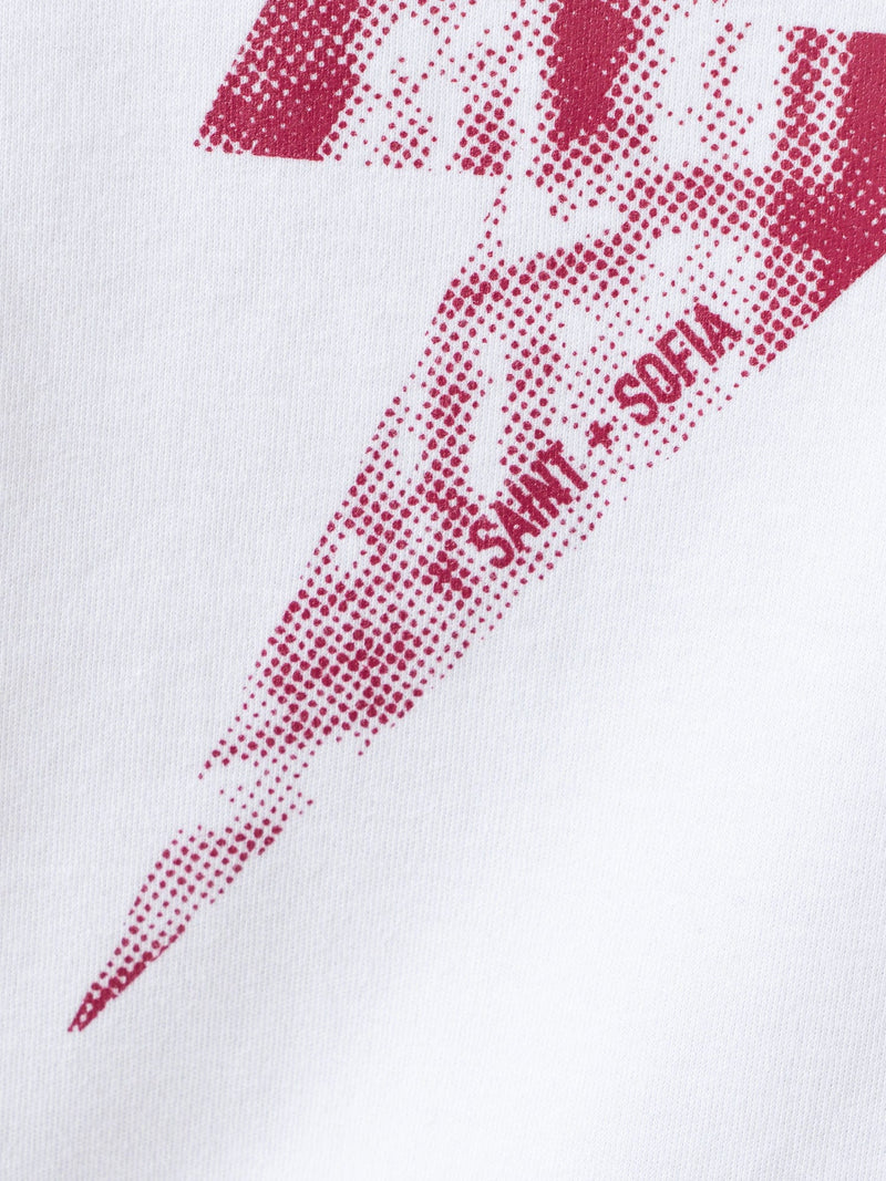 Chelsea Crew Neck Tee - White - Pink Lightning Bolt - Women's T-shirts | Saint + Sofia? USA