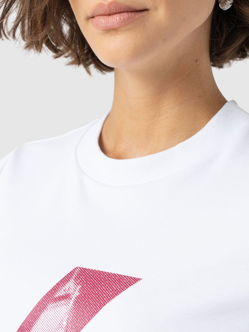 Chelsea Crew Neck Tee - White - Pink Lightning Bolt - Women's T-shirts | Saint + Sofia? USA