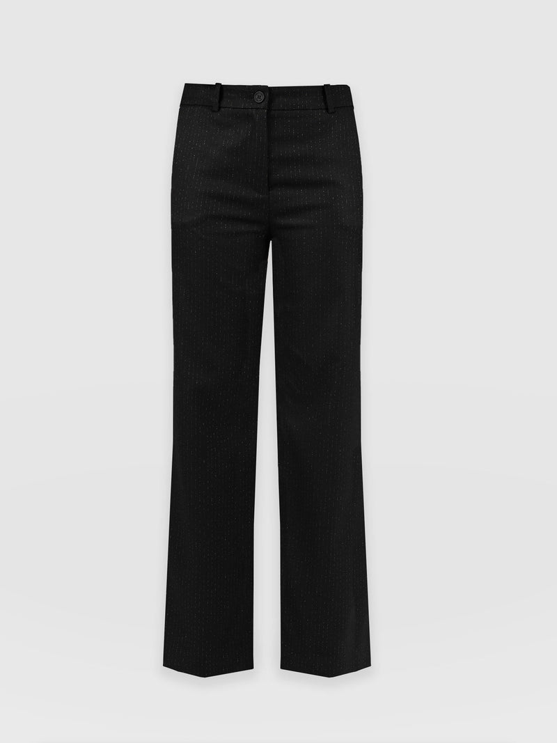 Chester Straight Leg Pant Black Pinstripe - Women's Trousers | Saint + Sofia® USA