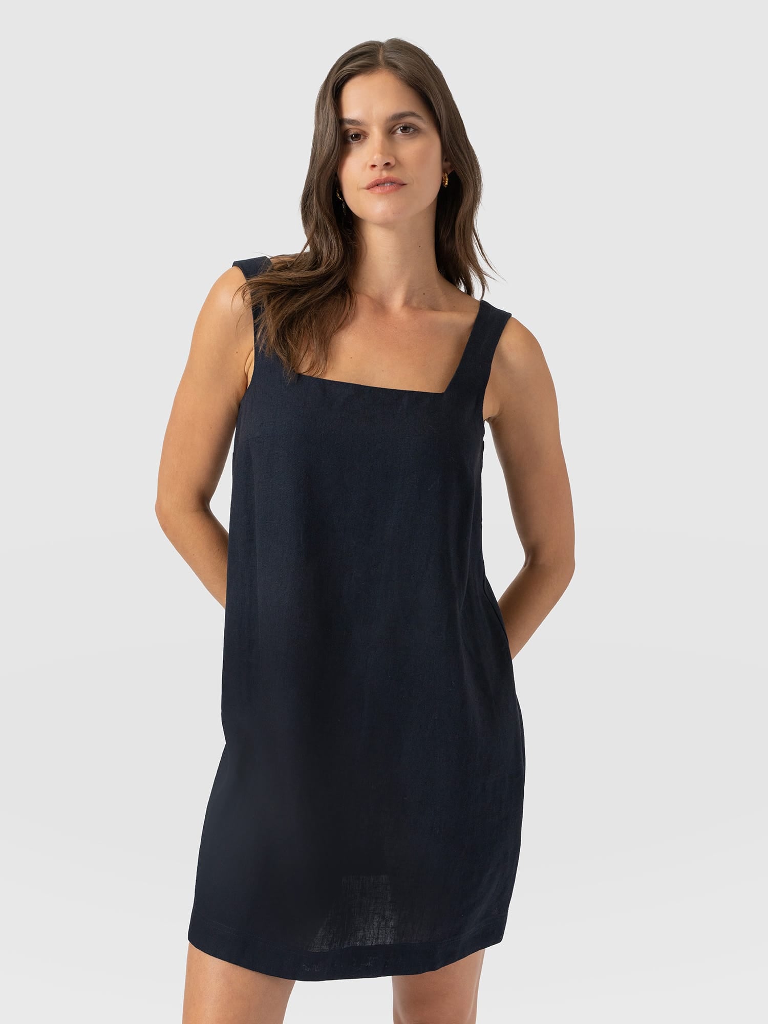Corinne Linen Cami Dress - Navy - Women's Dresses | Saint and Sofia® USA