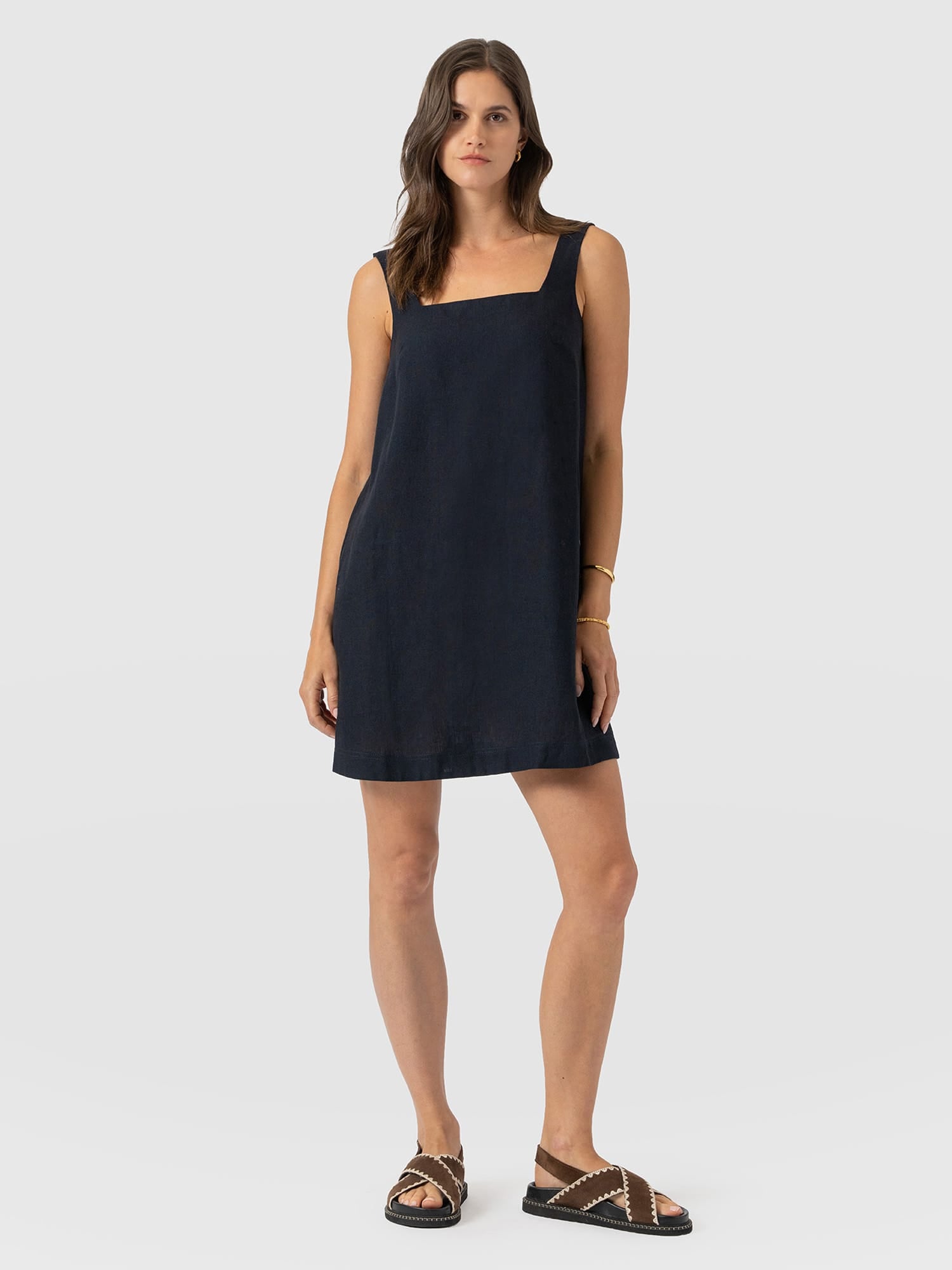 Corinne Linen Cami Dress - Navy - Women's Dresses | Saint and Sofia® USA