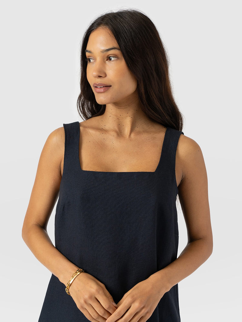 Corinne Linen Cami Dress - Navy - Women's Dresses | Saint + Sofia® USA