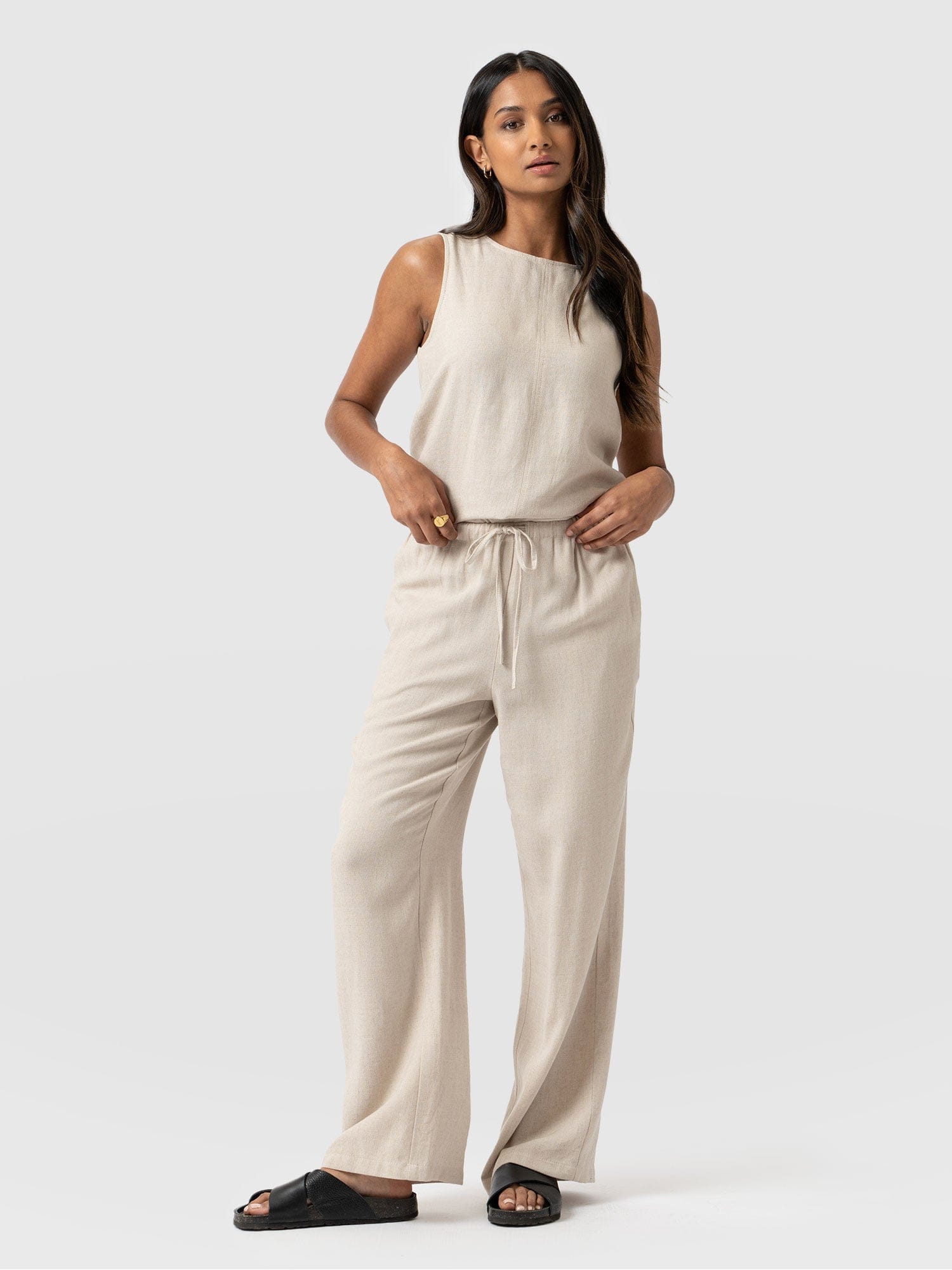 Corinne Pant Oatmeal - Women's Culottes | Saint + Sofia® USA
