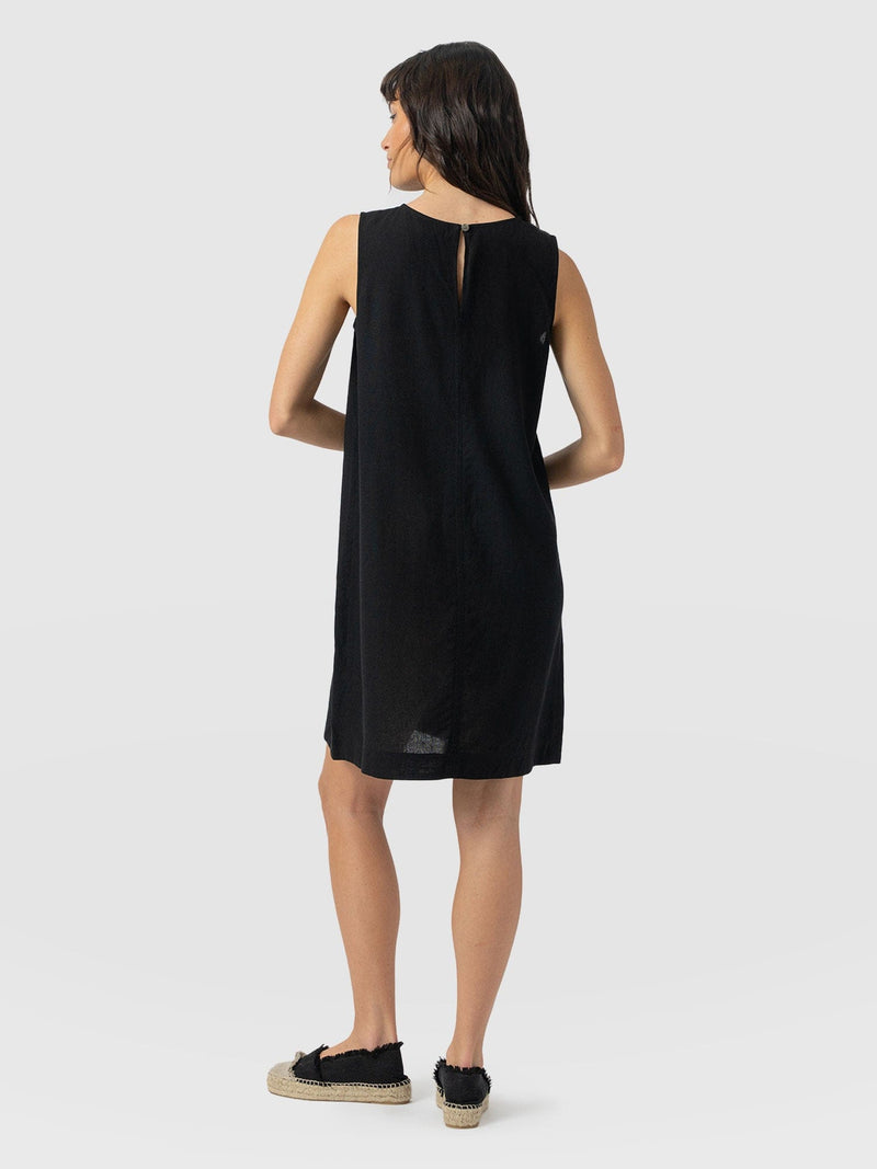 Corinne Linen Shift Dress - Black - Women's Dresses | Saint + Sofia® USA