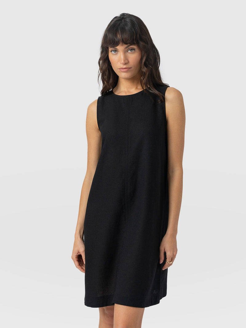 Corinne Linen Shift Dress - Black - Women's Dresses | Saint + Sofia® USA