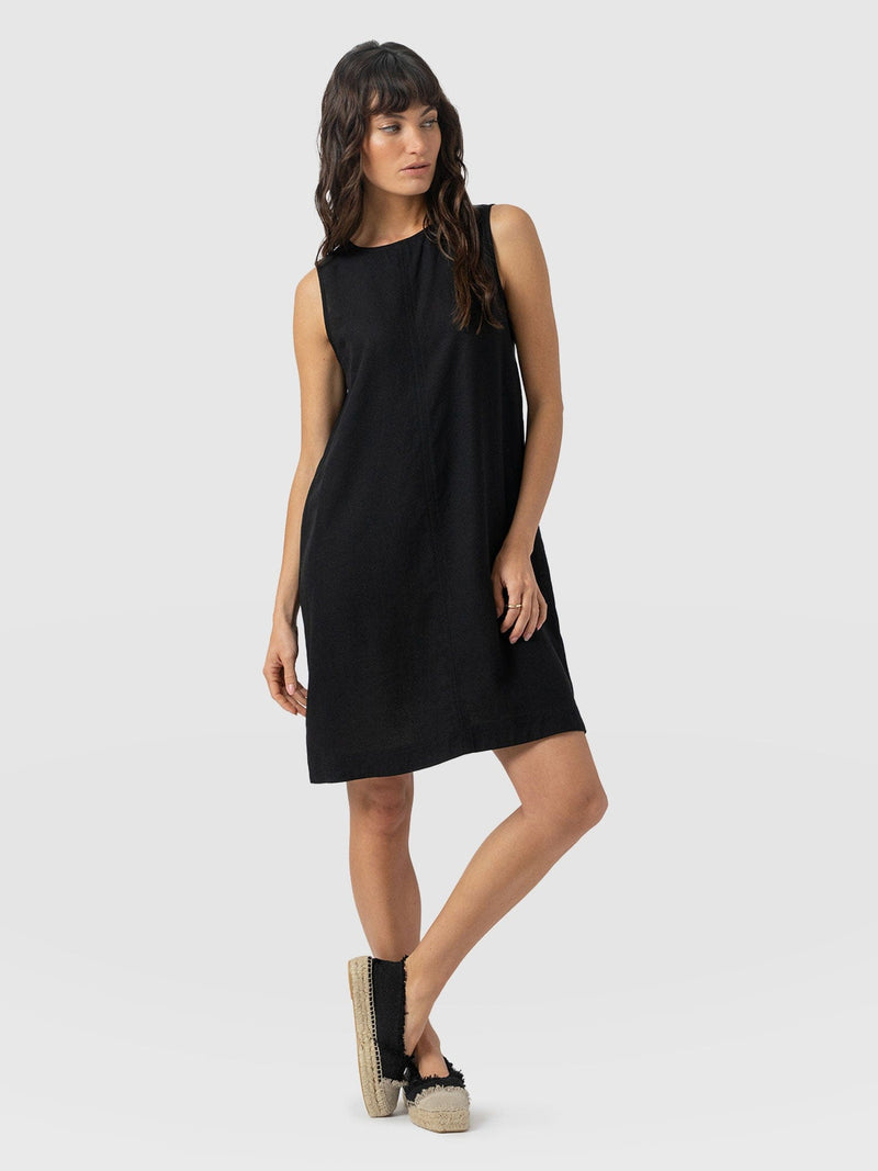 Corinne Linen Shift Dress - Black - Women's Dresses | Saint + Sofia® USA
