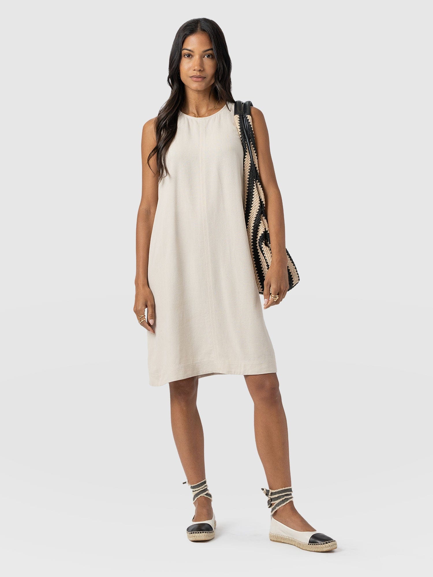 Corinne Linen Shift Dress - Oatmeal - Women's Dresses | Saint and Sofia® USA