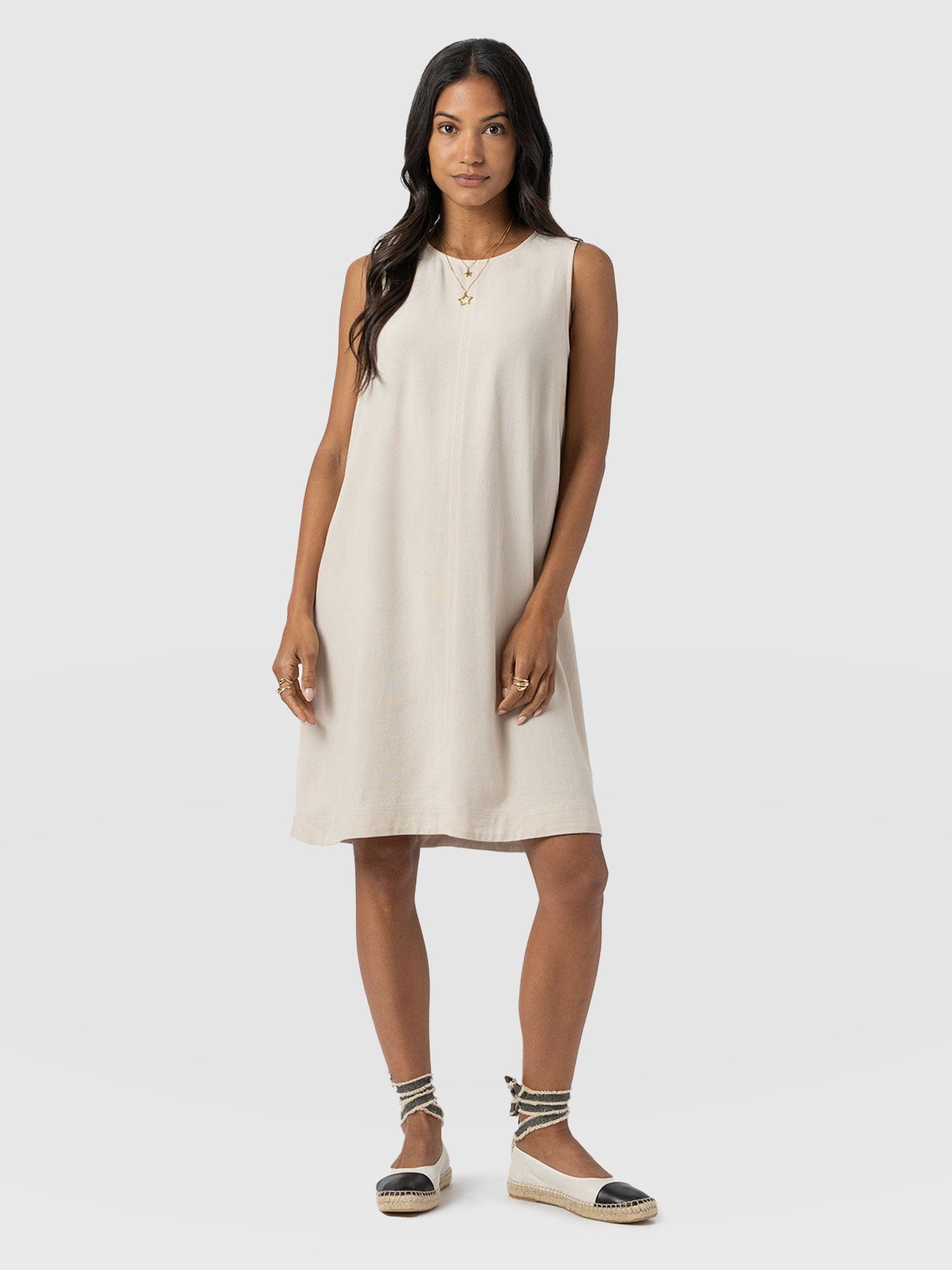 Corinne Linen Shift Dress - Oatmeal - Women's Dresses | Saint and Sofia® USA
