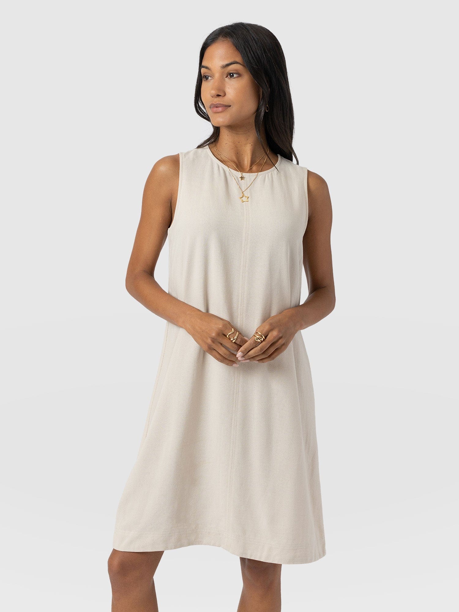 Corinne Linen Shift Dress - Oatmeal - Women's Dresses | Saint and Sofia® USA