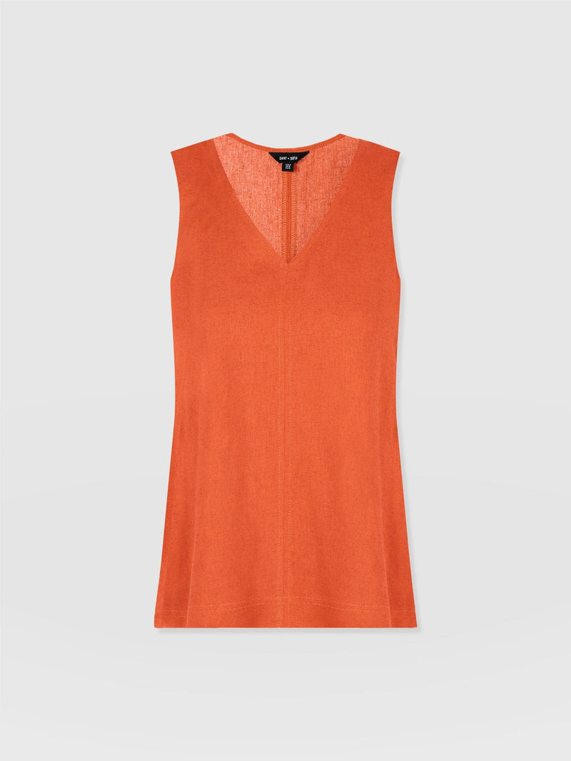 Corinne V Neck Tunic - Burnt Orange - Women's T-shirts | Saint + Sofia® USA