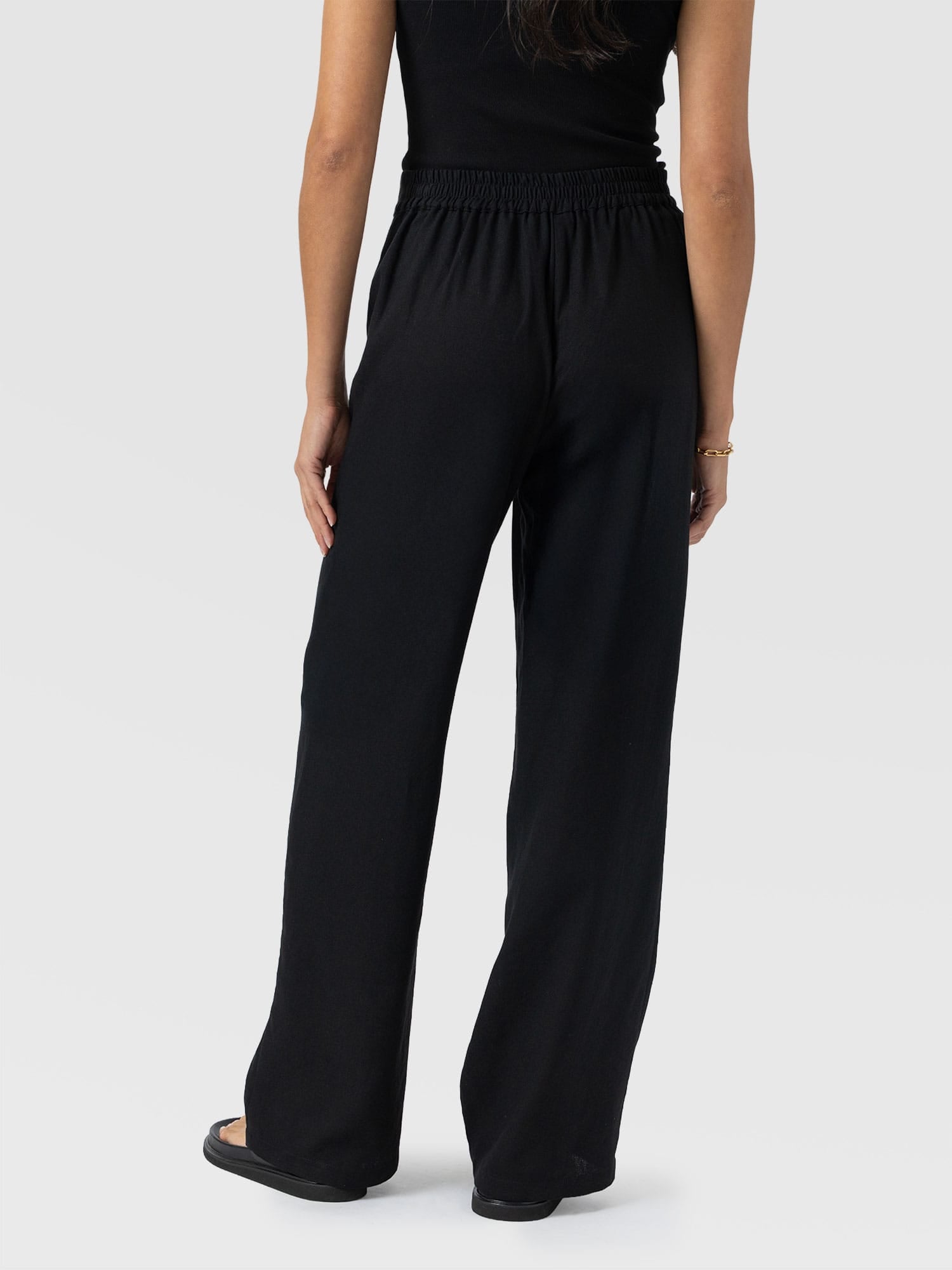 Corinne Wide Leg Linen Pant - Black - Women's Pants | Saint + Sofia® USA