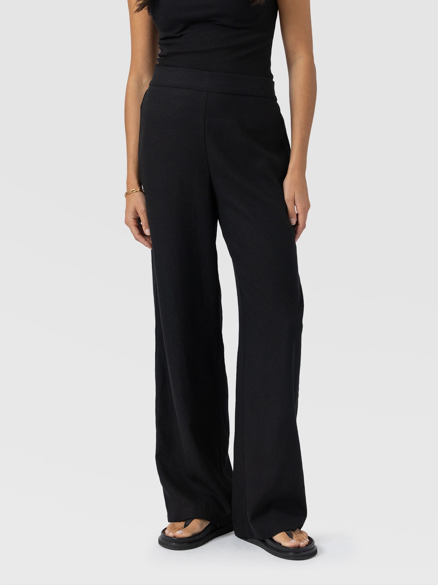 Corinne Wide Leg Linen Pant - Black - Women's Pants | Saint + Sofia® USA