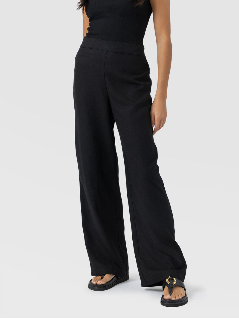 Corinne Wide Leg Linen Pant - Black - Women's Pants | Saint + Sofia® USA