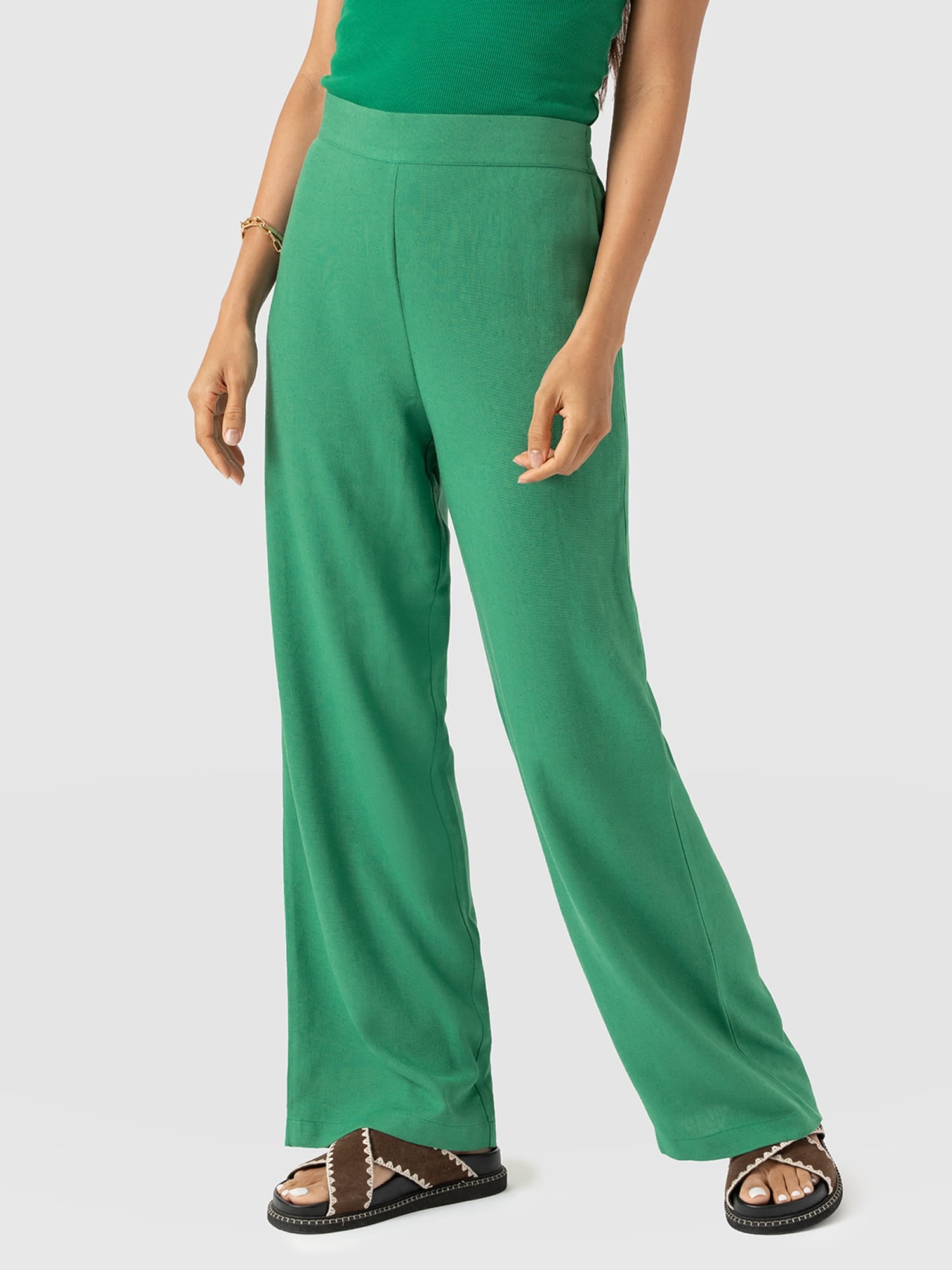 Corinne Wide Leg Linen Pant - Green - Women's Pants | Saint + Sofia® USA