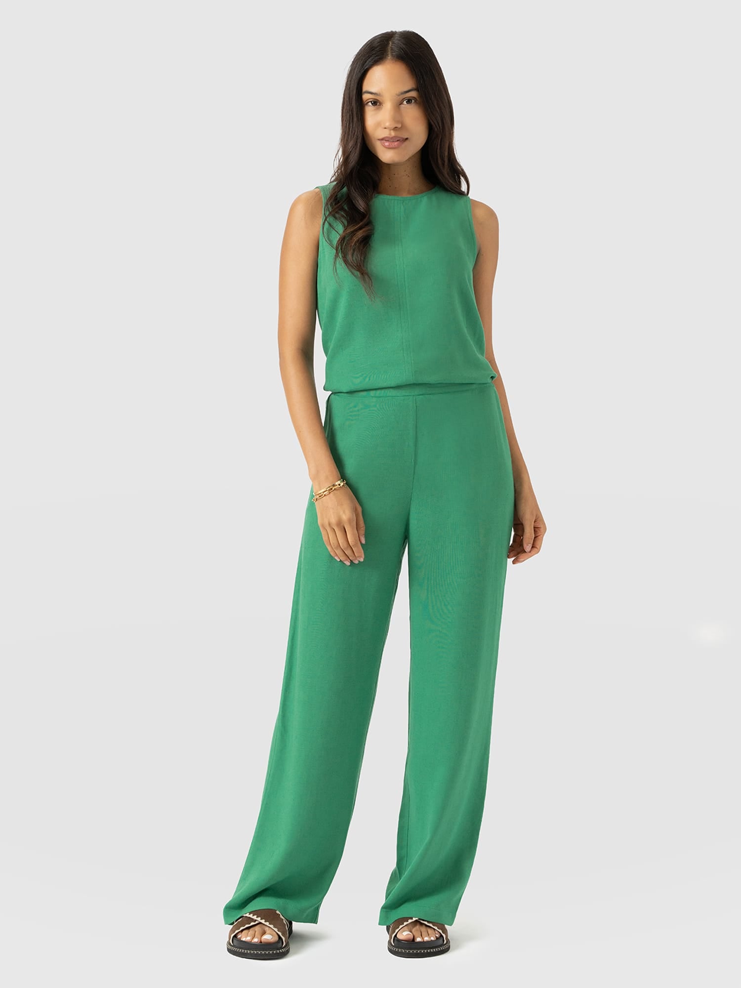 Corinne Wide Leg Linen Pant - Green - Women's Pants | Saint + Sofia® USA