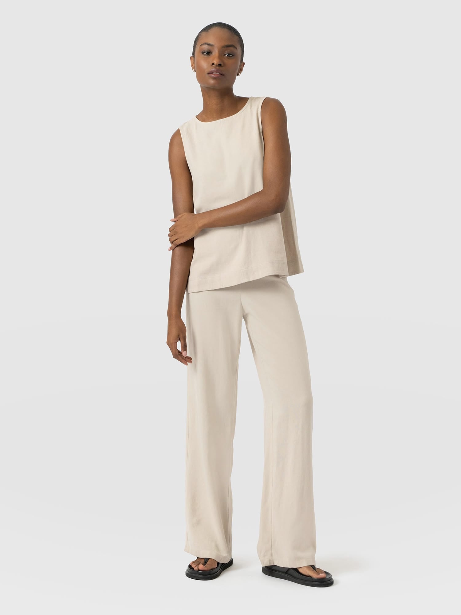 Corinne Wide Leg Linen Pant - Oatmeal - Women's Pants | Saint and Sofia® USA