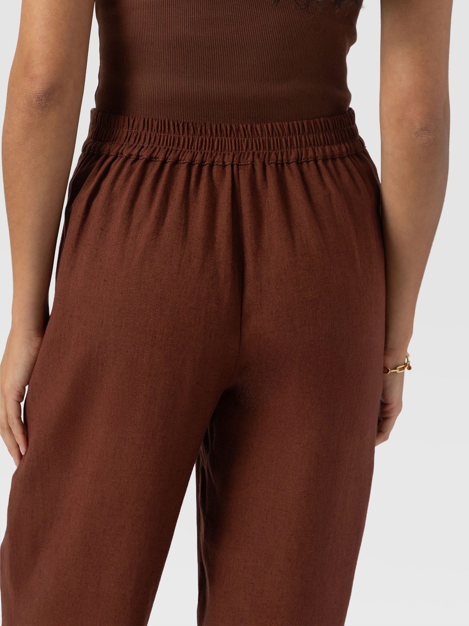 Corinne Wide Leg Linen Pant - Russet Brown - Women's Pants | Saint + Sofia® USA