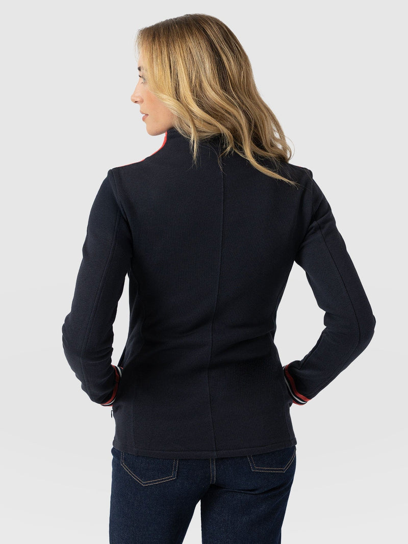 Cotton Biker Jacket Navy Stripe - Women's Jackets | Saint + Sofia® USA