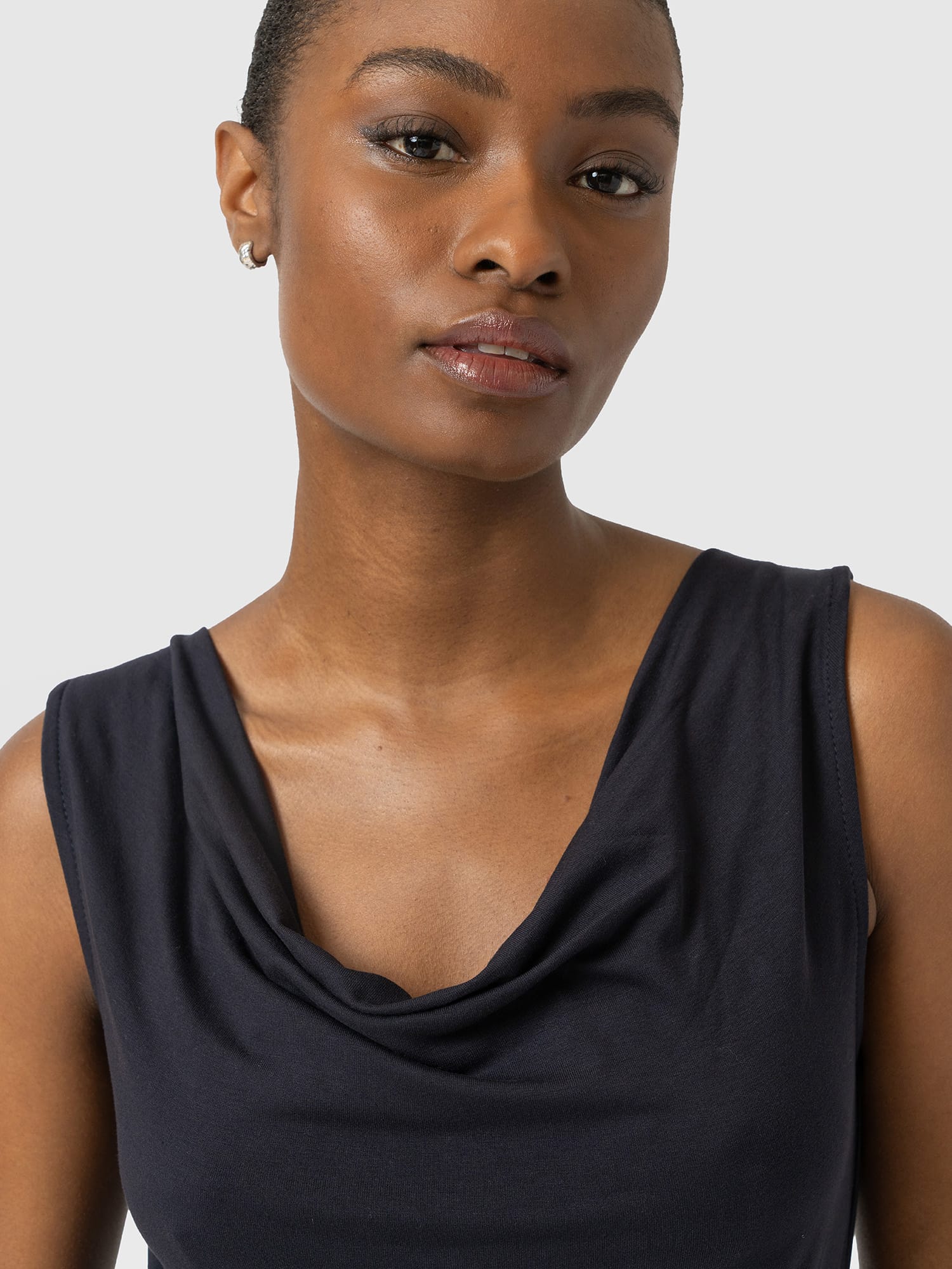 Cowl Neck Cami Navy - Women's T-Shirts | Saint and Sofia® USA
